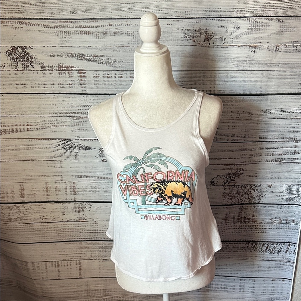 Billabong White California Graphic Tank size large